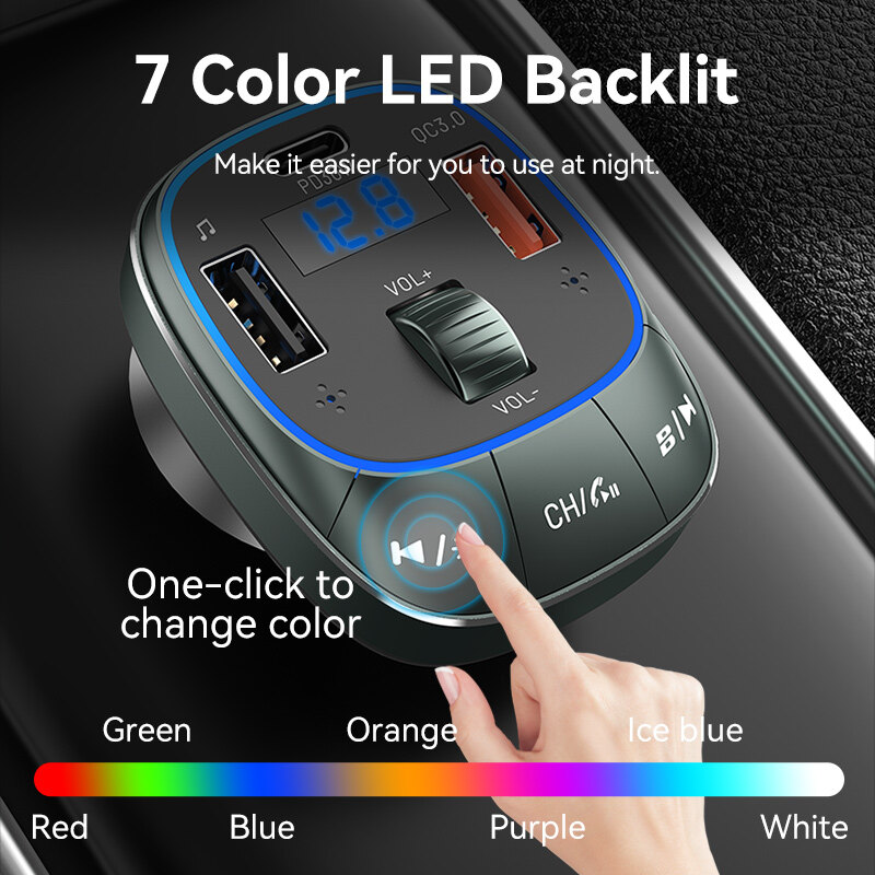 Vention Bluetooth 5.0 Car Charger 48W Fast Charging 3 Port QC 3.0 USB with LED Digital Display for SAMSUNG iPhone Huawei Xiaomi Cellphone MacBook PD 30W 12V to 24V Car Adapter Car Charger Socket Outlet