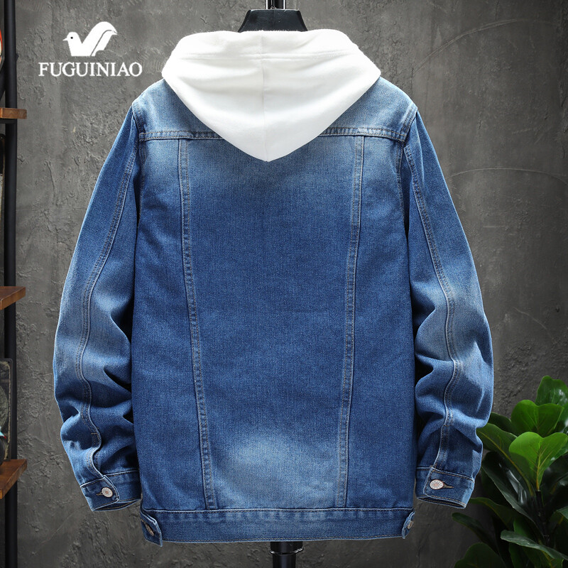 Fuguiniao Áo Khoác Nam Áo Khoác Denim M-3XL