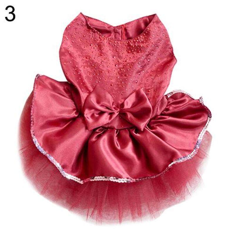 Huanhuang®Họa Tiết Cún Cưng Nơ Bướm Chó Con Đầm Xòe Lưới Dệt Váy Mèo Sequin Trang Phục Công Chúa Trang Phục