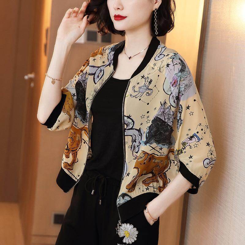 Chiffon Sunscreen Women Summer Plus Size Short Coat Baseball Uniform