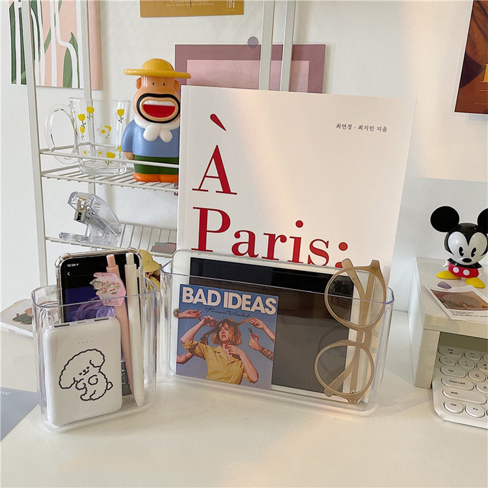 YESPERY Transparent PS Wall-mounted Storage Box Living Room Wall Seamless Debris Sorting Box Multifunctional Bedside Storage Box