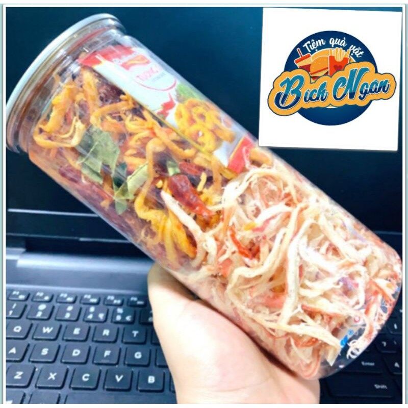 Lon 250G Khô Gà Lá Chanh Mix Mực Hấp Cốt Dừa