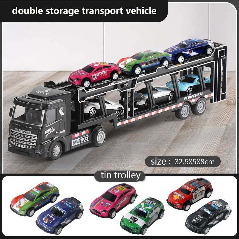 New large alloy transport vehicle pull back car model vehicle transport toy car model children's toys Christmas gift