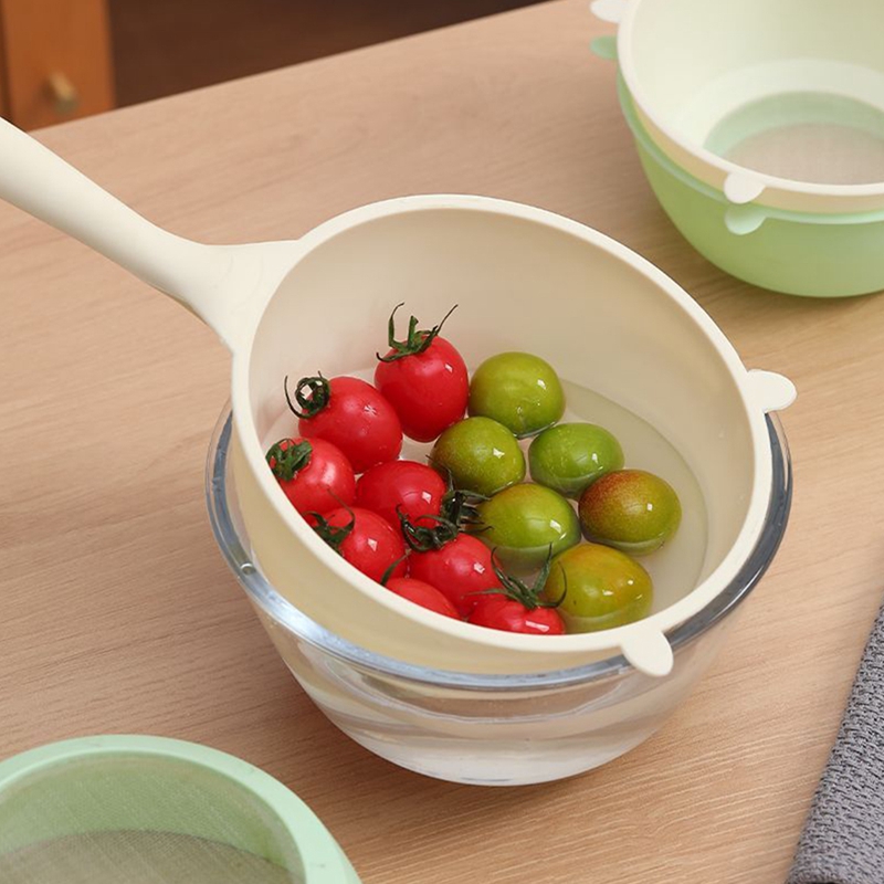 Kitchen Rice Drain Spoon with Handles Rice Sieve Plastic Colander Multifunctional Strainer Basket for Fruits Vegetables Mesh Flour Sieve