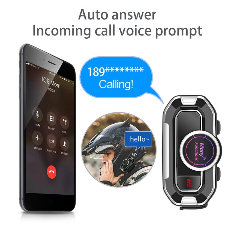 Bluetooth 5.0 Motorcycle Helmet Earphone Headphone FM Radio