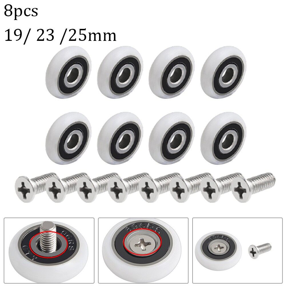 8Pcs Shower Door Rollers Practical Runner Wheels 19/23/25mm For Shower Enclosures