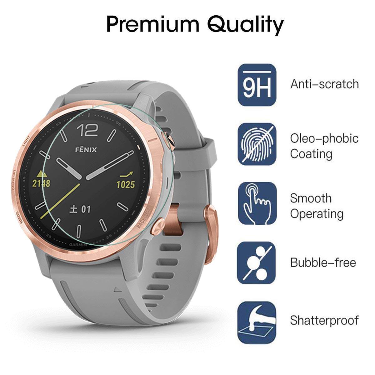 Tempered Glass Screen Protector For Garmin Fenix 6S