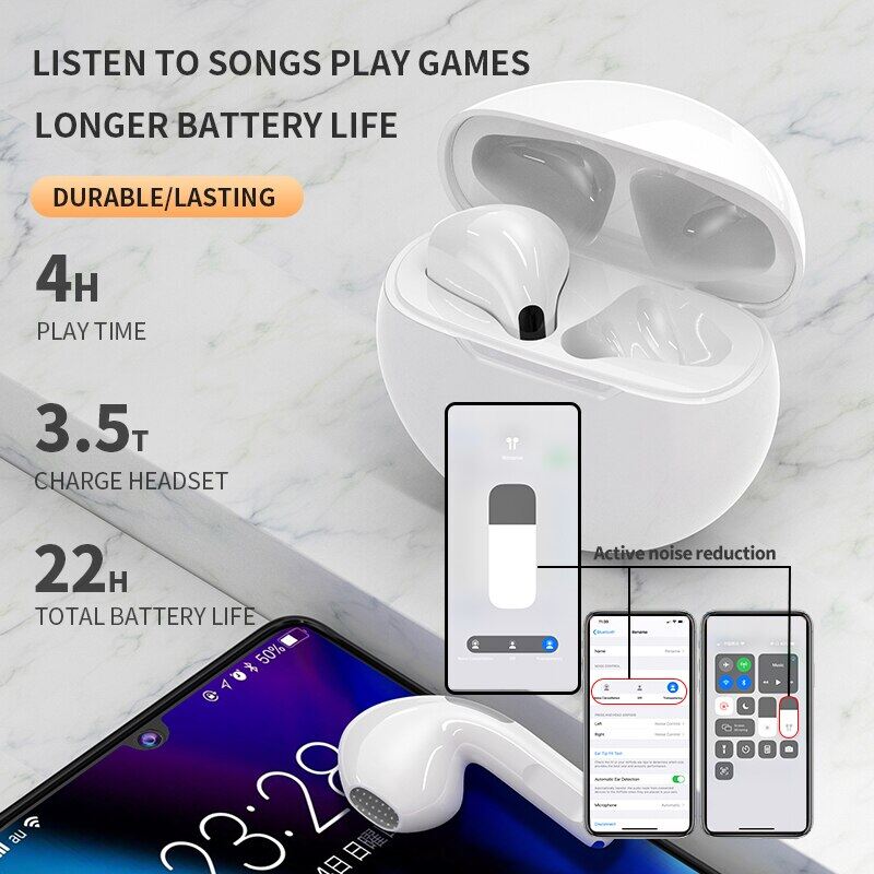 Pro6 Tai Nghe Không Dây Chân Thực Tai Nghe Bluetooth Điều Khiển Cảm Ứng Kèm Mic Tai Nghe Âm Thanh Nổi TWS Chống Nước Tai Nghe Thể Thao