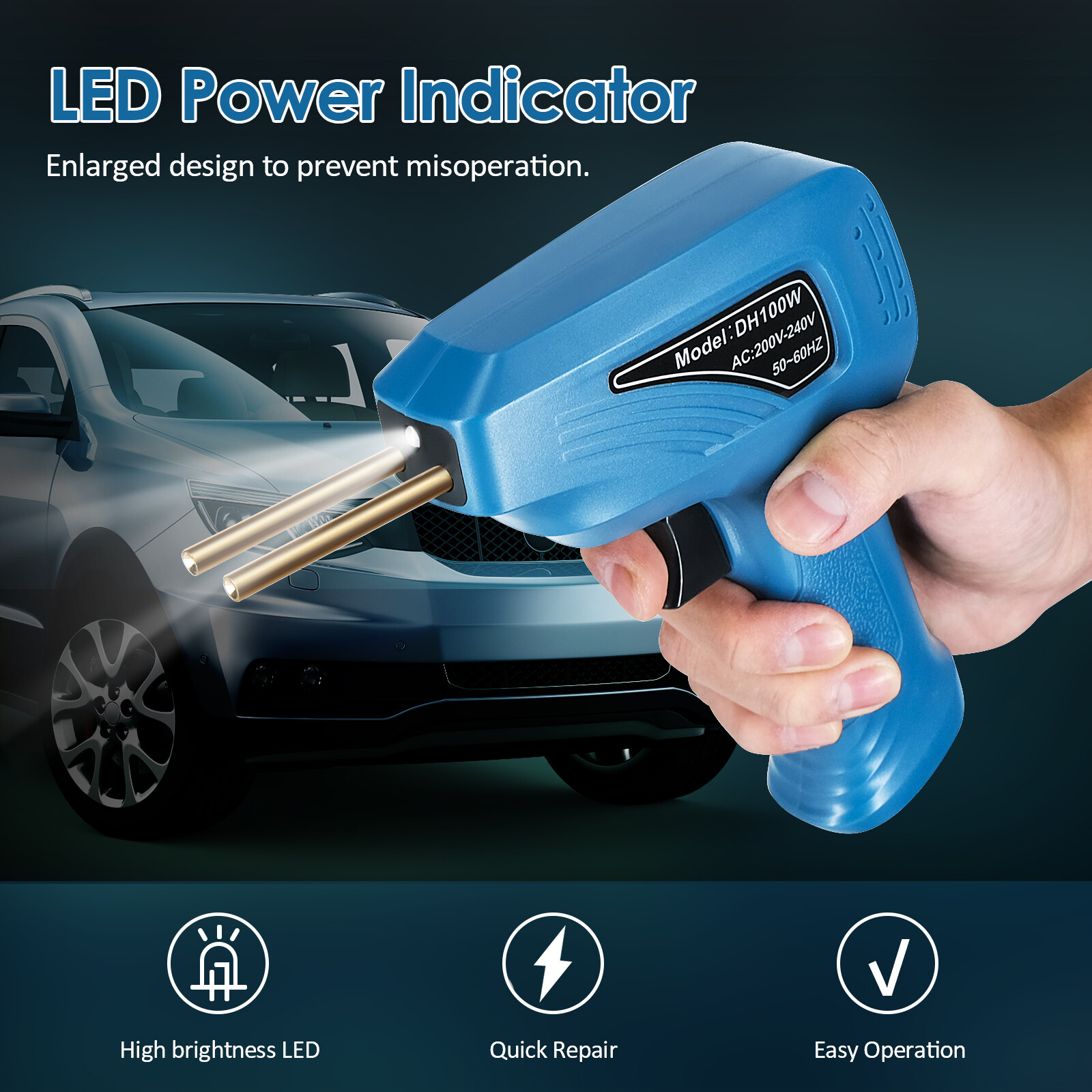 Portable Handheld Plastics Welding Machine Panel Crack Repairs Kit Thermal Cutting Hot Stapler Plastics Repairing Tool Set with LED Light