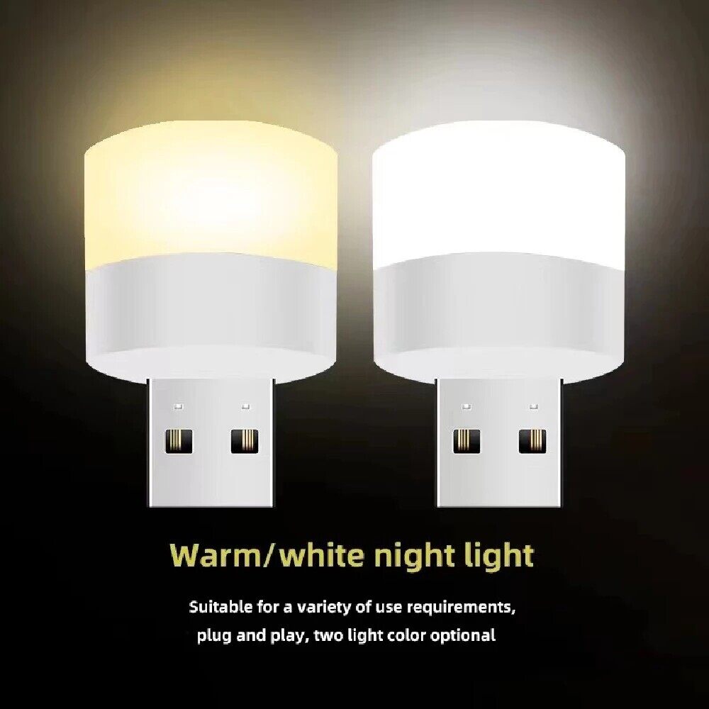 USB Plug Lamp Computer Mobile Power Charging USB Small Book Lamp LED Eye Protection Reading Light Small Round Light Night Light