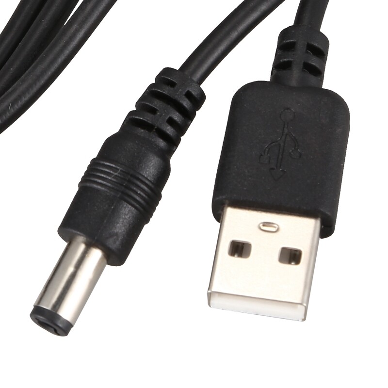 USB Cable 5.5mm / 2.1mm 5V DC Barrel Jack Power Cable (Black, 75cm)