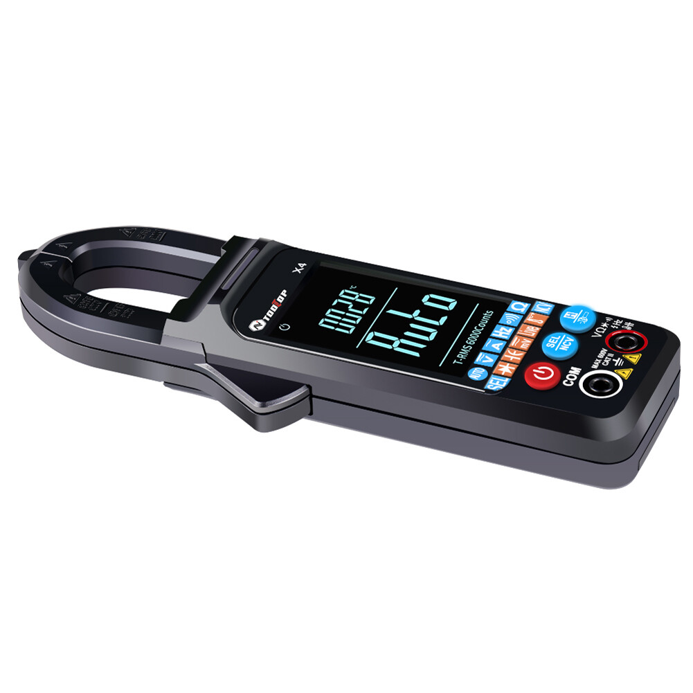 Smart Sensor Handheld Portable Clamp Meter Color LCD Large Screen Clamp Meter 6000 Counts NCV AC Voltage Current Continuity Resistance Diode Frequency Capacitance Temperature Live Detection Multi-function Clamp Meter with Flashlight