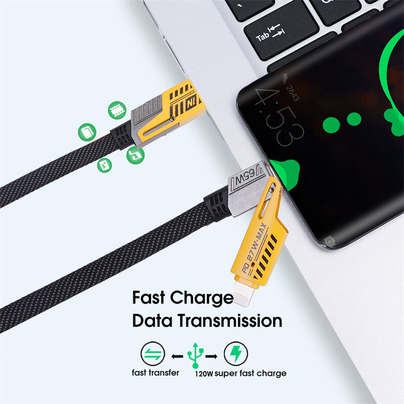 Cáp sạc điện thoại di động 4 trong 1 cáp USB sạc siêu nhanh Cáp dữ liệu pd27w sạc kép Type-C cho điện thoại Huawei MP4