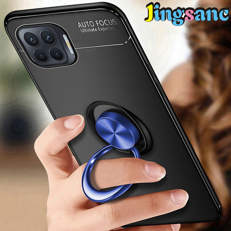 Jingsanc For OPPO A93/A73 2020 Phone Case Soft TPU Silicone Protection Casing With Magnetic Ring Bracket Back Cover