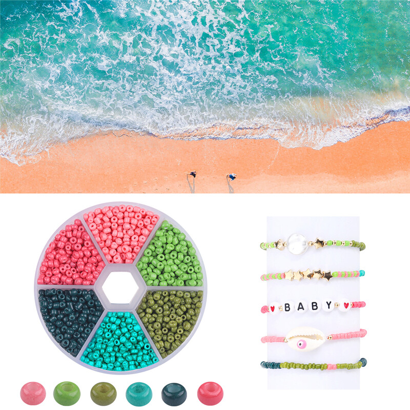 1Box 3mm 1900pcs/Lot Glass Seed Beads Czech Charm Crystal Spacer Glass Beads For Bracelet Necklace Jewelry Making Kits DIY Handmade Sewing Supplies Accessories Set