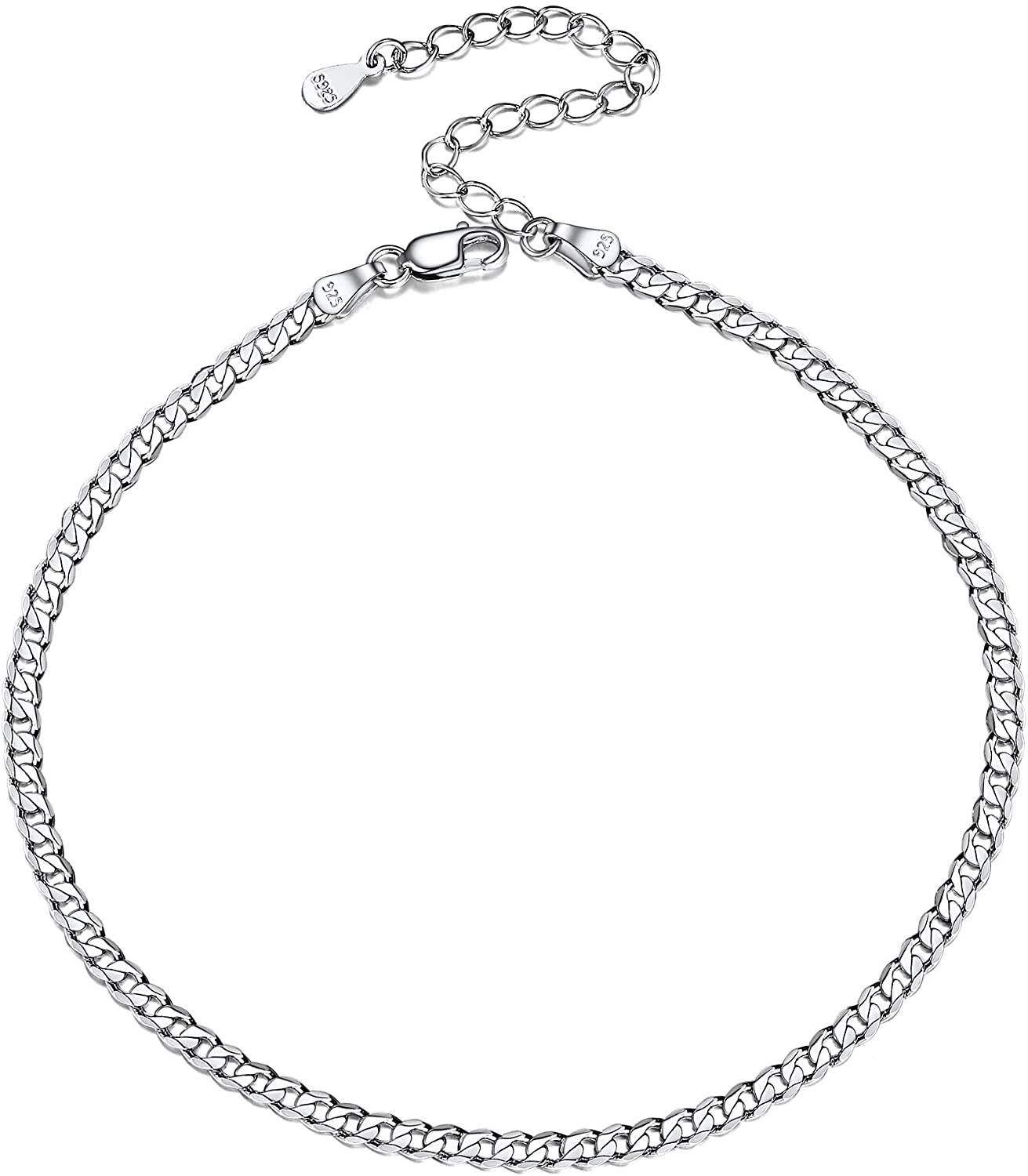 ChicSilver 925 Sterling Silver Cuban Link Anklet Bracelet for Women Men