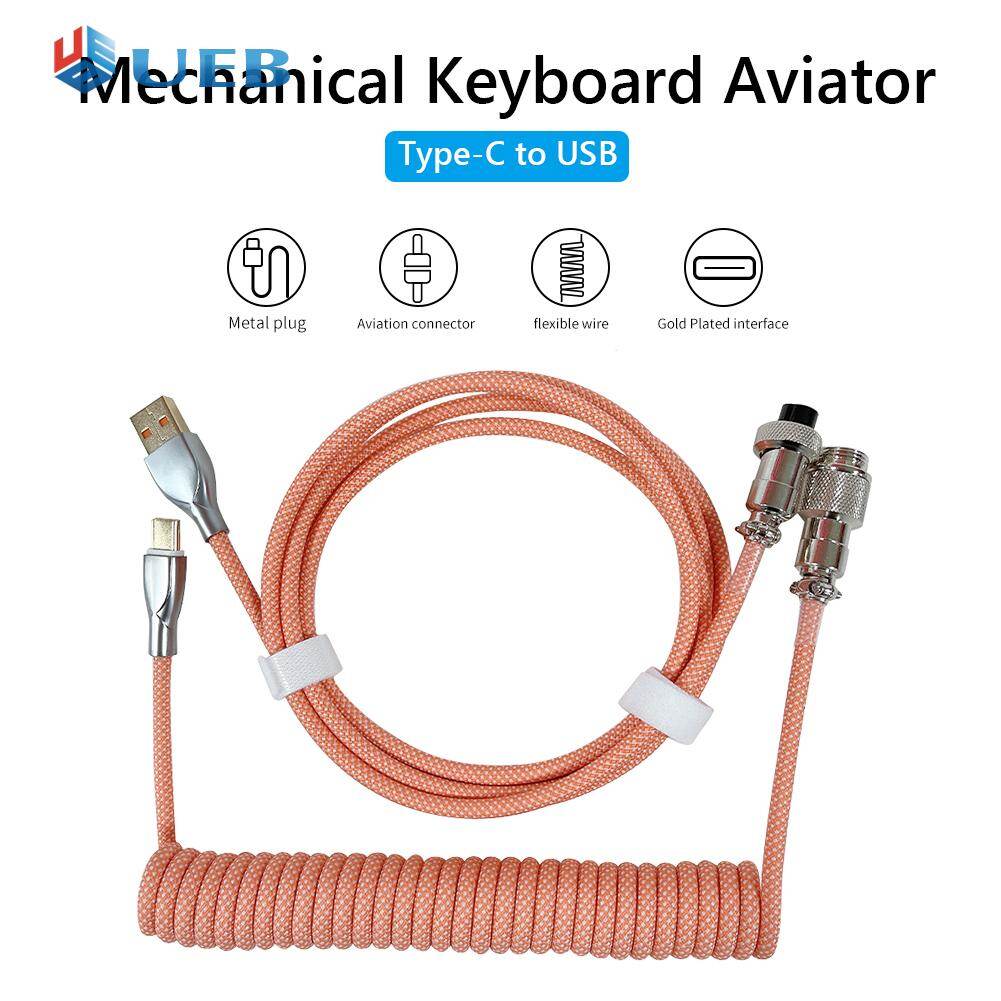 Type C USB Cable Keyboard Aviator for Mechanical Keyboard Aviation Connector Spiral Paracord