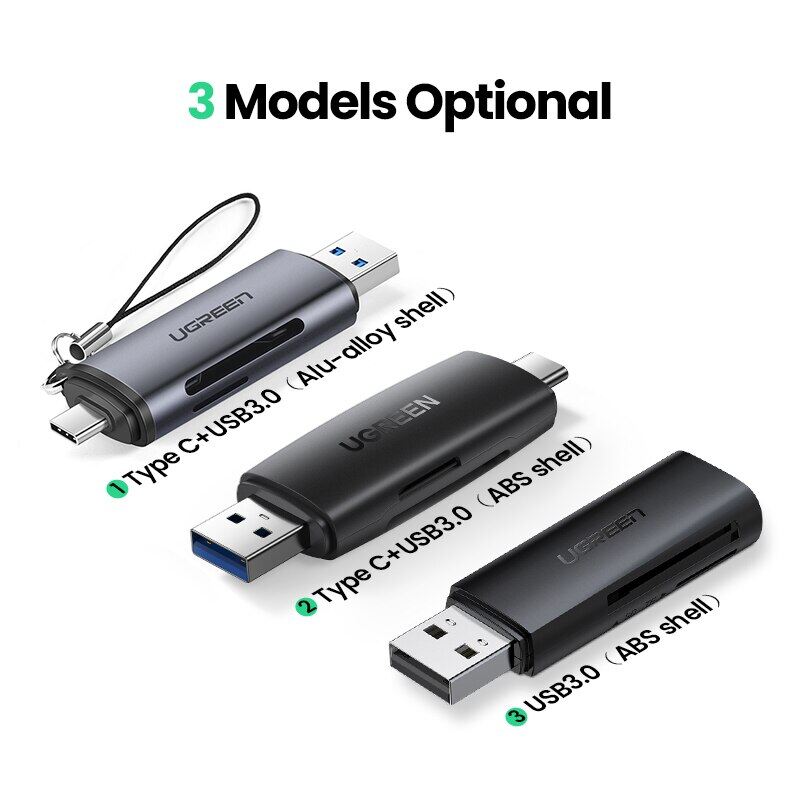 UGREEN Card Reader USB3.0&USB C To SD Microsd TF Thunderbolt 3 For PC Laptop Essories Smart Memory Cardreader SD Card Adapter