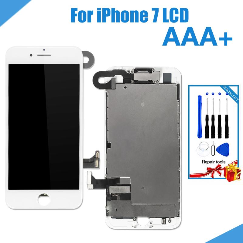 Lengkap LCD untuk iPhone 7 Layar LCD Penuh Perakitan dengan Layar Sentuh dengan Kamera Depan Tanpa Tombol Home