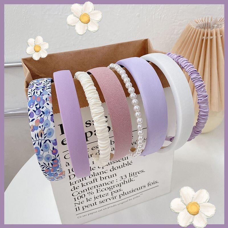 Korean Fabric Fold Flower Pearl Hair Hoop Women's Versatile Hairbands