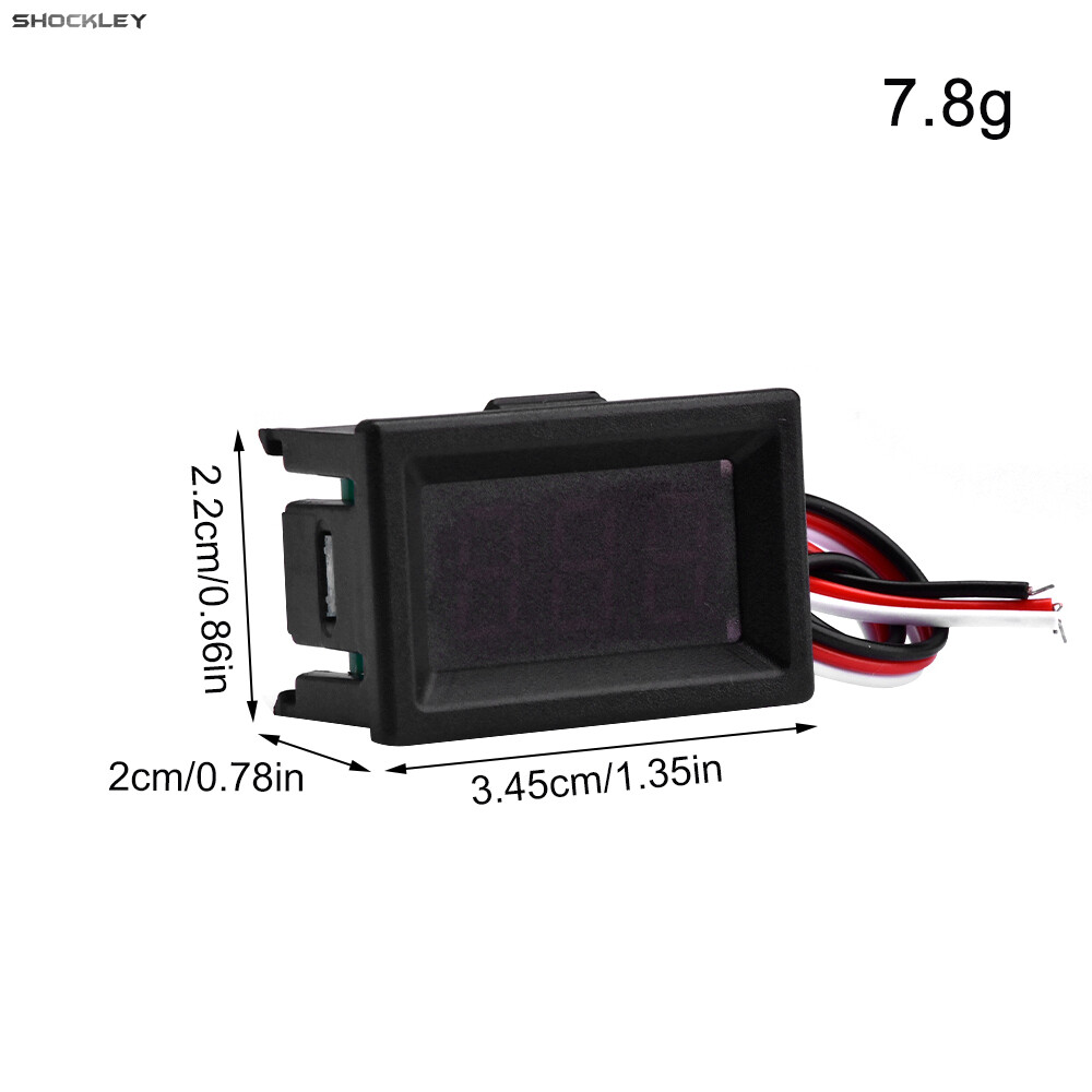 Shockley 0.36 inch DC 3-30V vôn kế kỹ thuật số vôn kế đo Màn hình LED 3-dây vôn kế cho xe động cơ đế gắn bảng