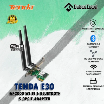 Tenda E30 AX3000 Wi-Fi 6 Bluetooth 5.0 PCIe Adapter