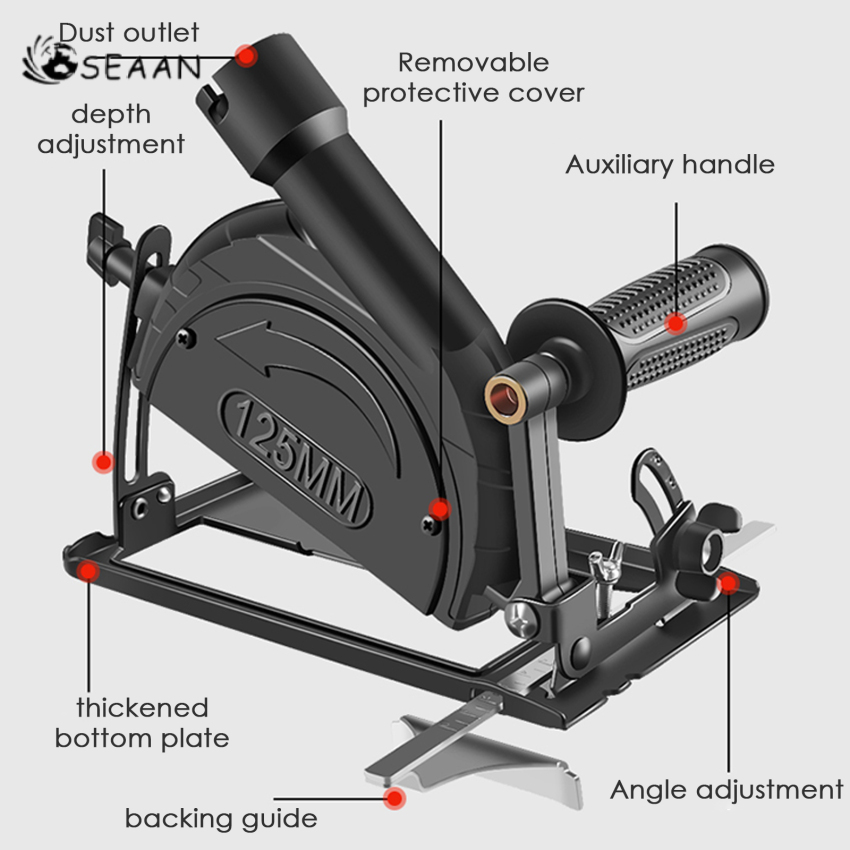 Hand Angle Grinder Converter To Cutter 40mm Depth Adjustable Grinder Bracket To Cutting Woodworking Table Tool With Guide Rule
