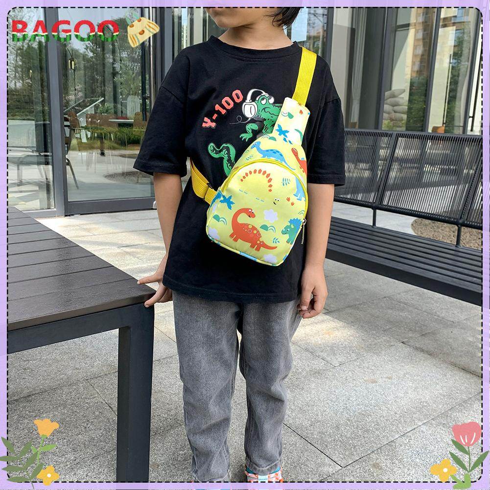 Kids Nylon Belt Bag Money Pouch Baby Zipper Cartoon Girls Boys Cute Dinosaur Horn Horse Print Chest Bag Crossbody Bags