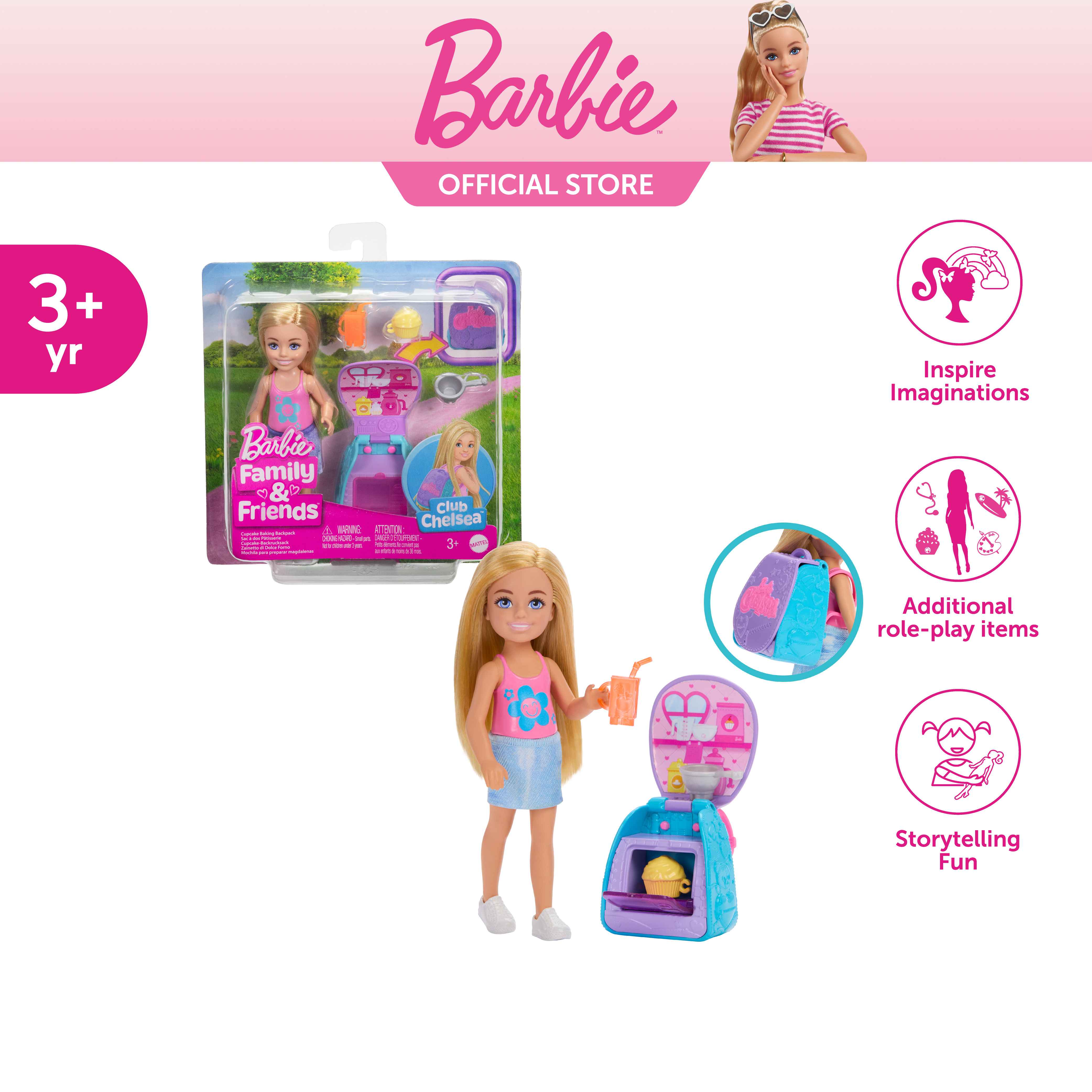 Barbie Famille Et Amis Chelsea Blonde Sac à Dos Cuisine Pâtisserie JBF46