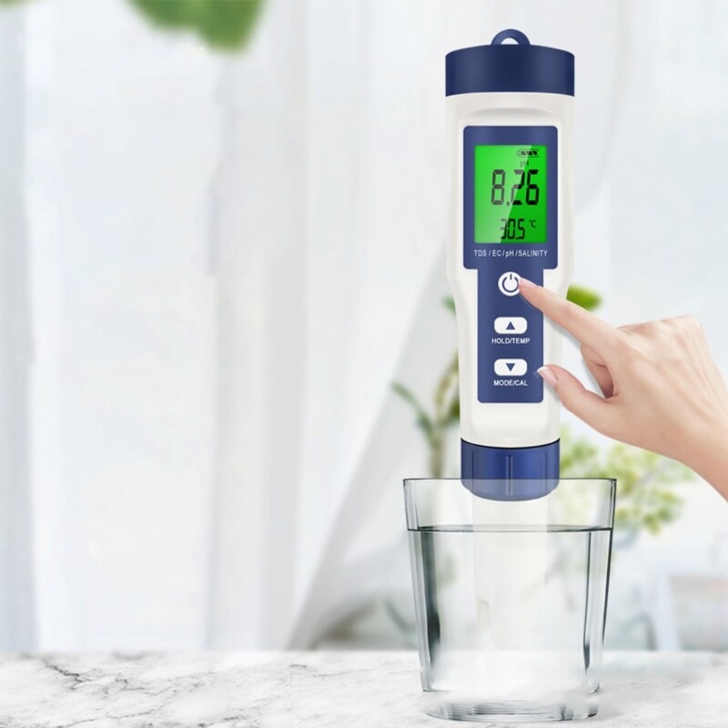 Portable PH Meter 5 in 1 Digital TDS Meter Water Tester with Back light for Pool