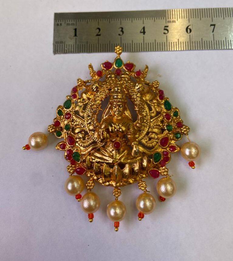 Mahalakshmi Pendant Aari Work (1 pcs) Pearl And Faux Pearl Jewelry