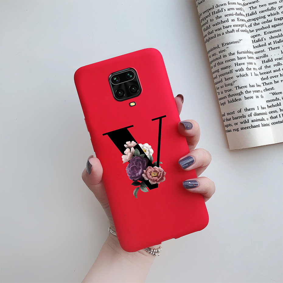 Case For Xiaomi Redmi Note 9s Note 9 Pro Max Casing Luxury Flower Letters Soft TPU Silicone Phone Case Shockproof Cover