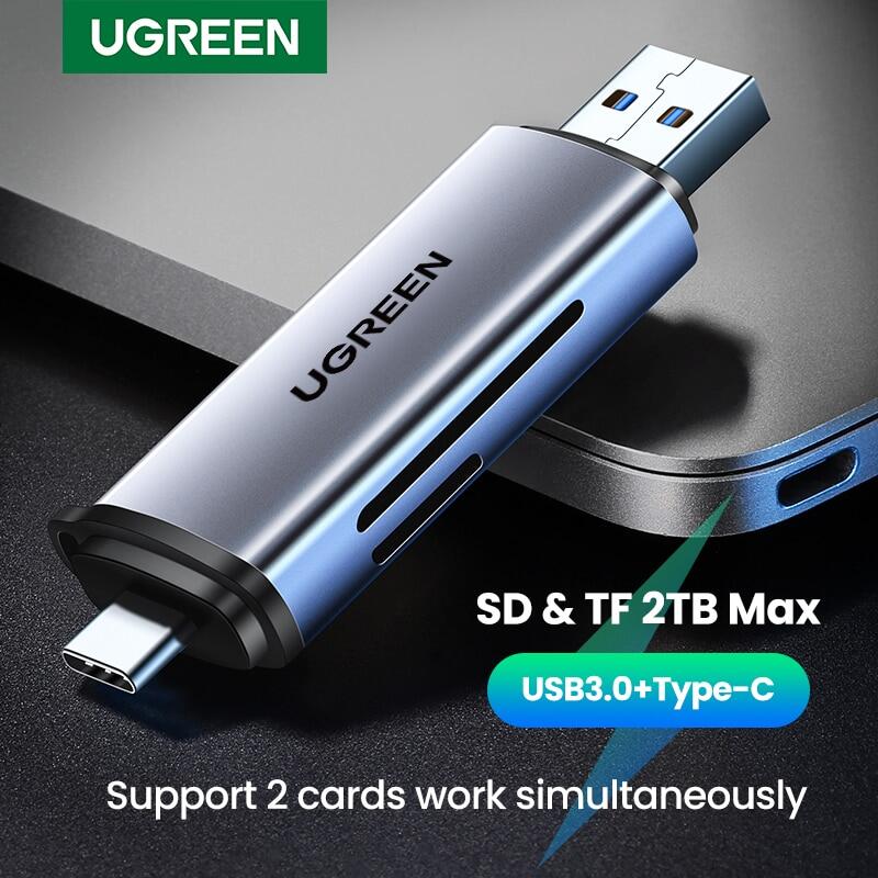 UGREEN Card Reader USB3.0&USB C To SD Microsd TF Thunderbolt 3 For PC Laptop Essories Smart Memory Cardreader SD Card Adapter