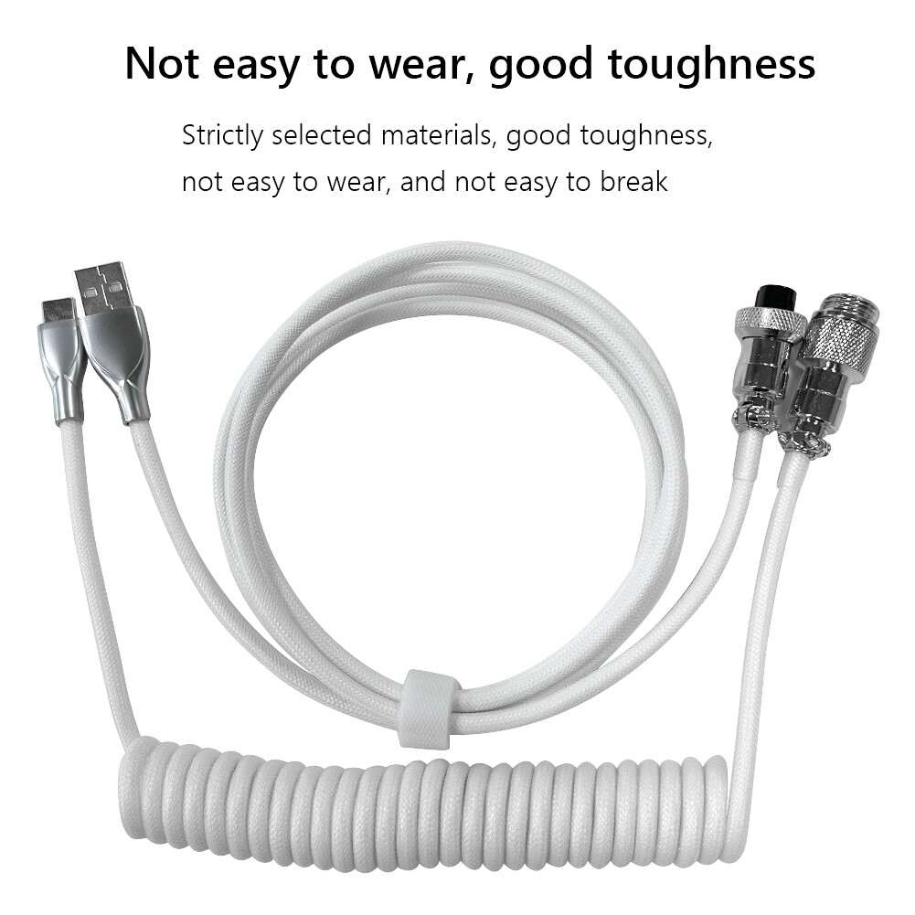 Professional Coiled Type-C USB Wire for Mechanical Keyboard Aviator Connector Spiral Paracord