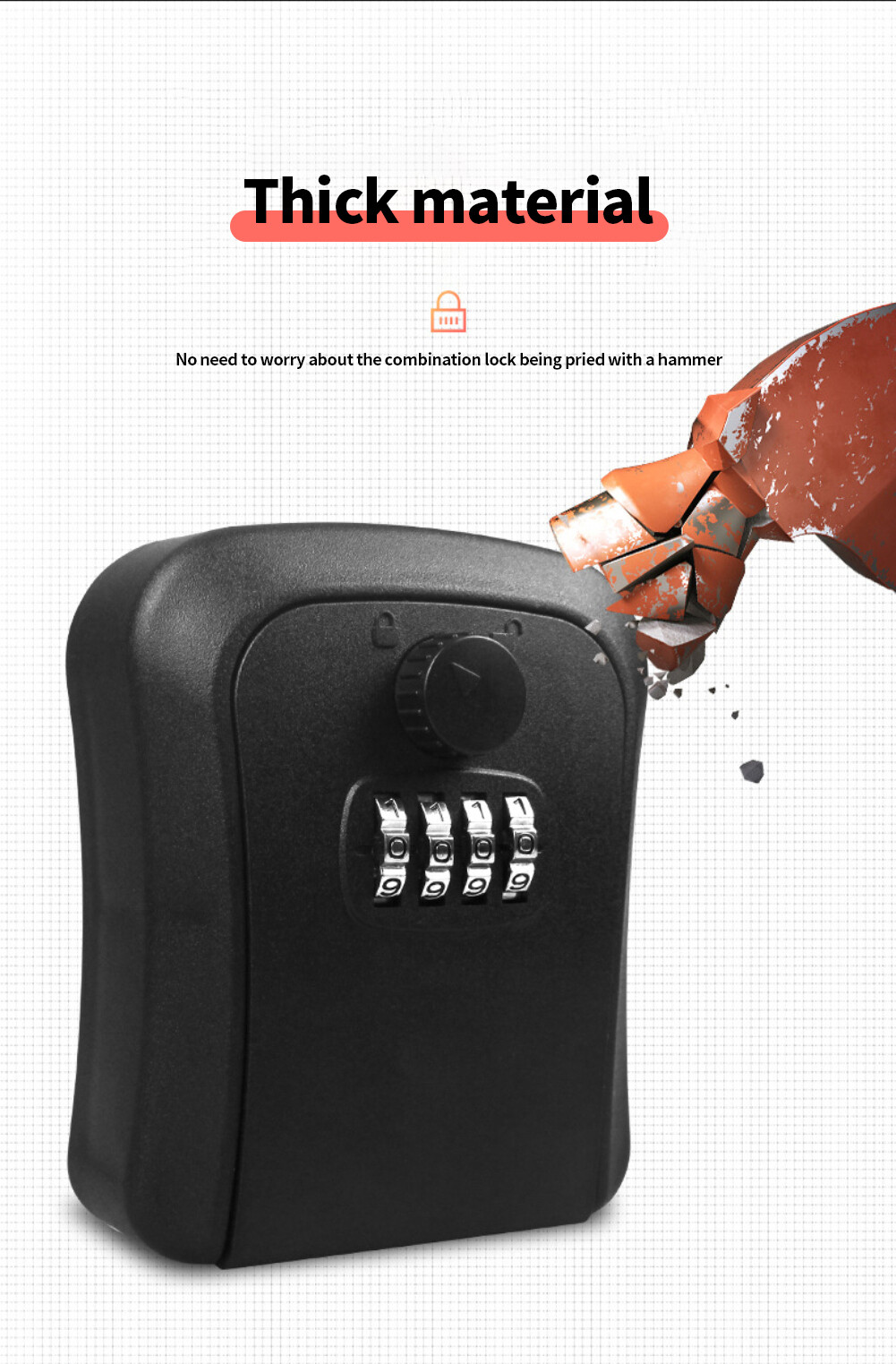 Linge | Wall Mount Key Storage Large Storage Capacity Secret Box Organizer 4 Digit Combination Password Security Code Lock No Key Home Key Safe Box | Ready Stock