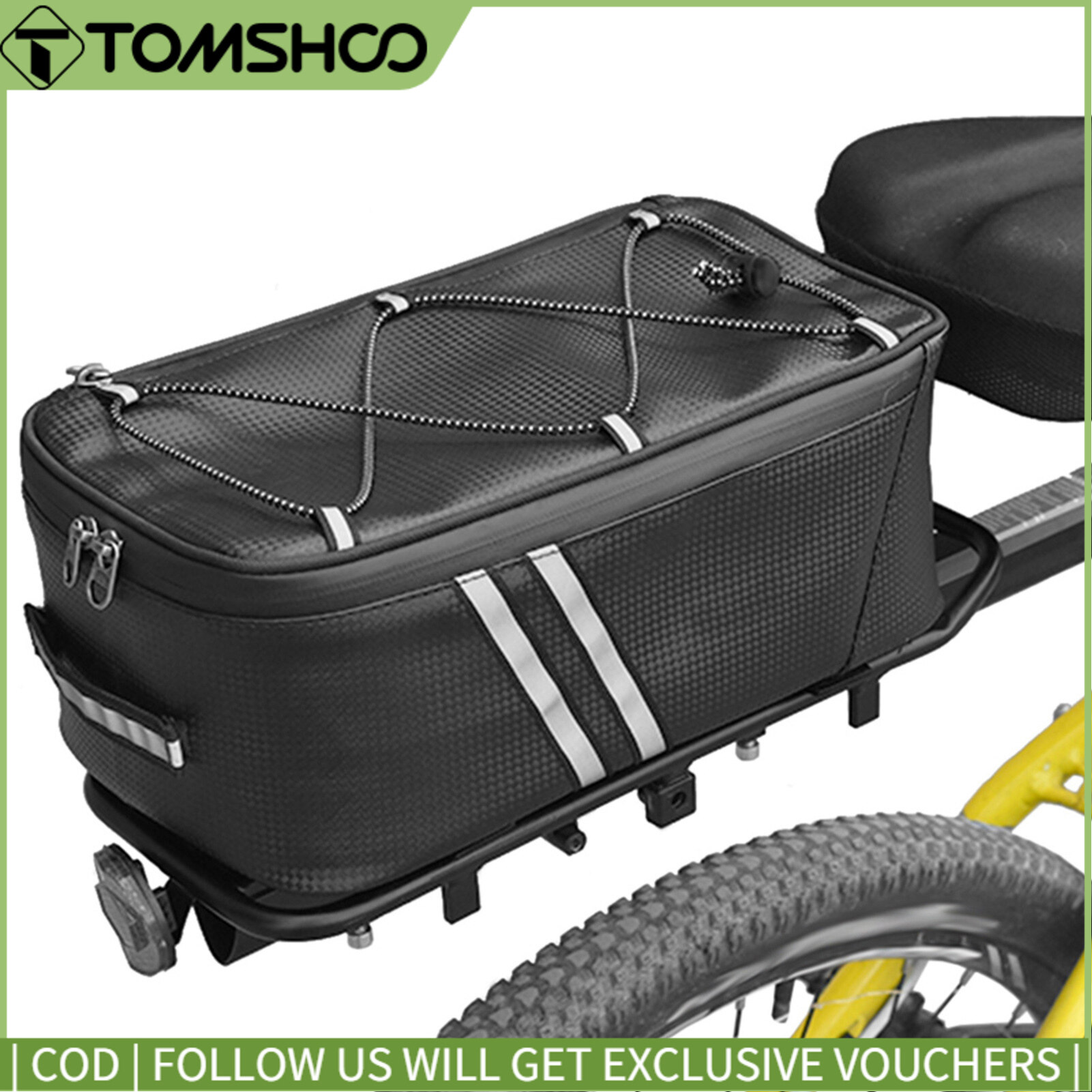 ANMEILU Bike Trunk Bag 7L Bicycle Commuter Bag Water Resistant Bike Rack Bag with Waterproof Rain Cover
