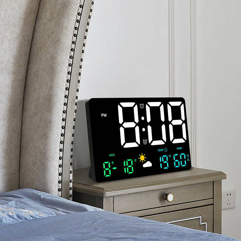 Large screen wall clock, pressure sensing, temperature and humidity, weather clock, multifunctional color weather clock