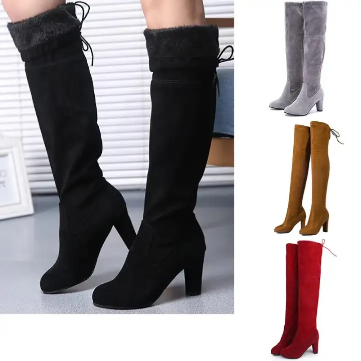 black suede lace up knee high boots