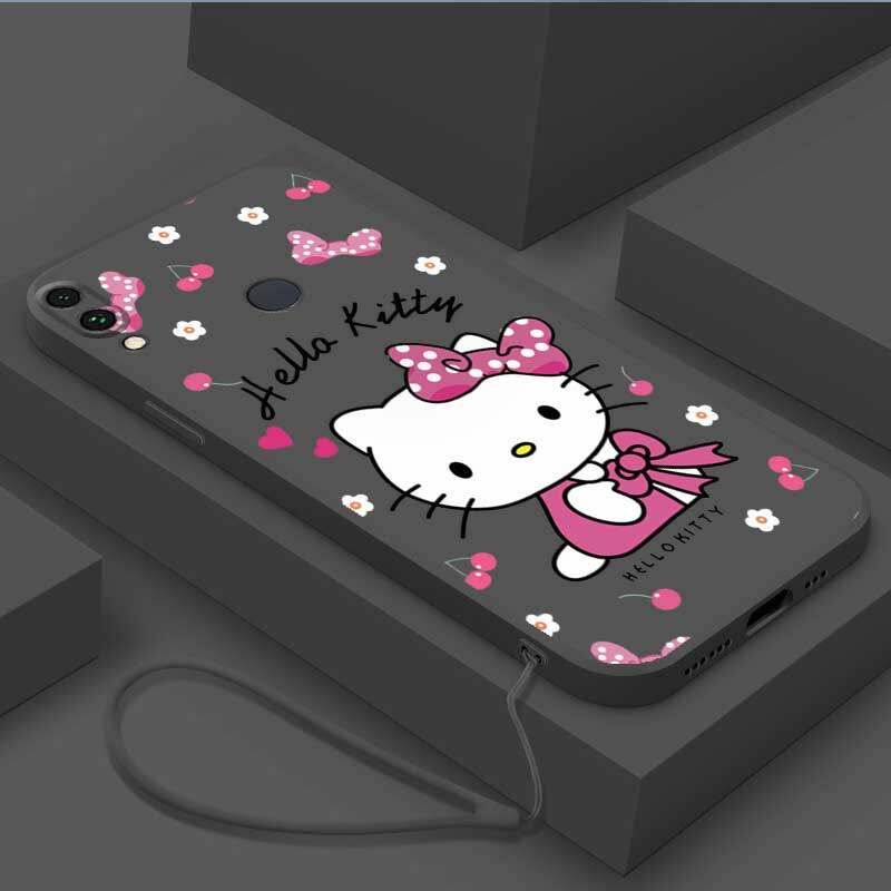 Casing Redmi Note 7 Redmi Note 7 Pro Redmi Note 6 Redmi Note 6 Pro phone case Soft Liquid Silicone Protector Smooth shockproof Bumper Cover Cute Hello Kitty Phone Case Phone Case With lanyard