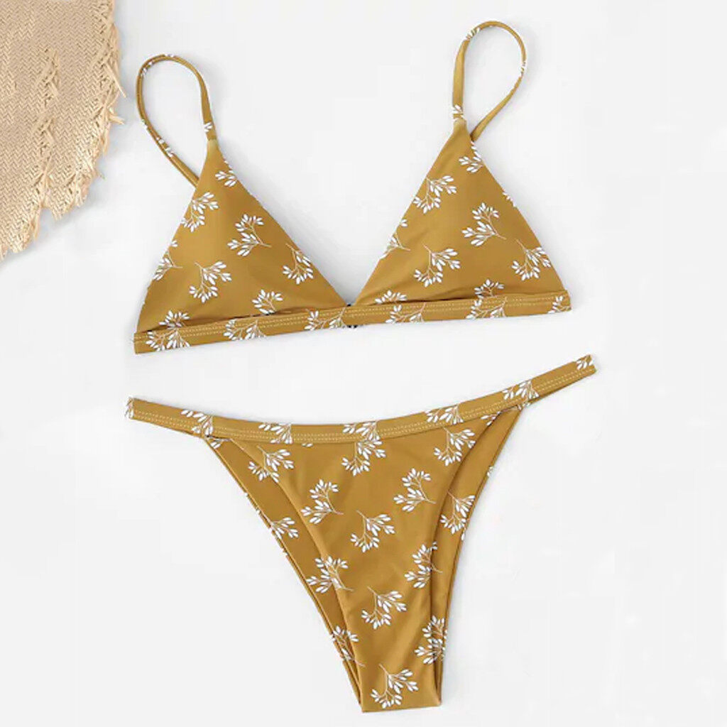 Women Print Push-Up Padded Bra Beach Bikini Set Swimsuit Beachwear Swimwear