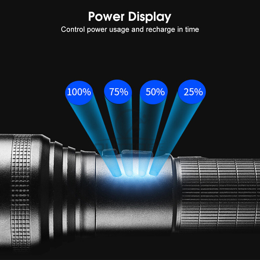 Outtobe Outdoor Flashlight LED Torch Light Zoomable Outdoor Flashlight USB Rechargeable LED Flashlight Pocket Size Waterproof Flashlight Strong Light Long Distance for Hiking