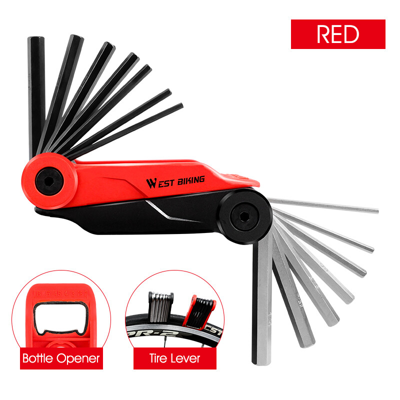 West Biking Bicycle Multifunction Tool Set S2 Steel Hex Allen Wrench Bottle Opener Tire Lever Portable Tools Kit