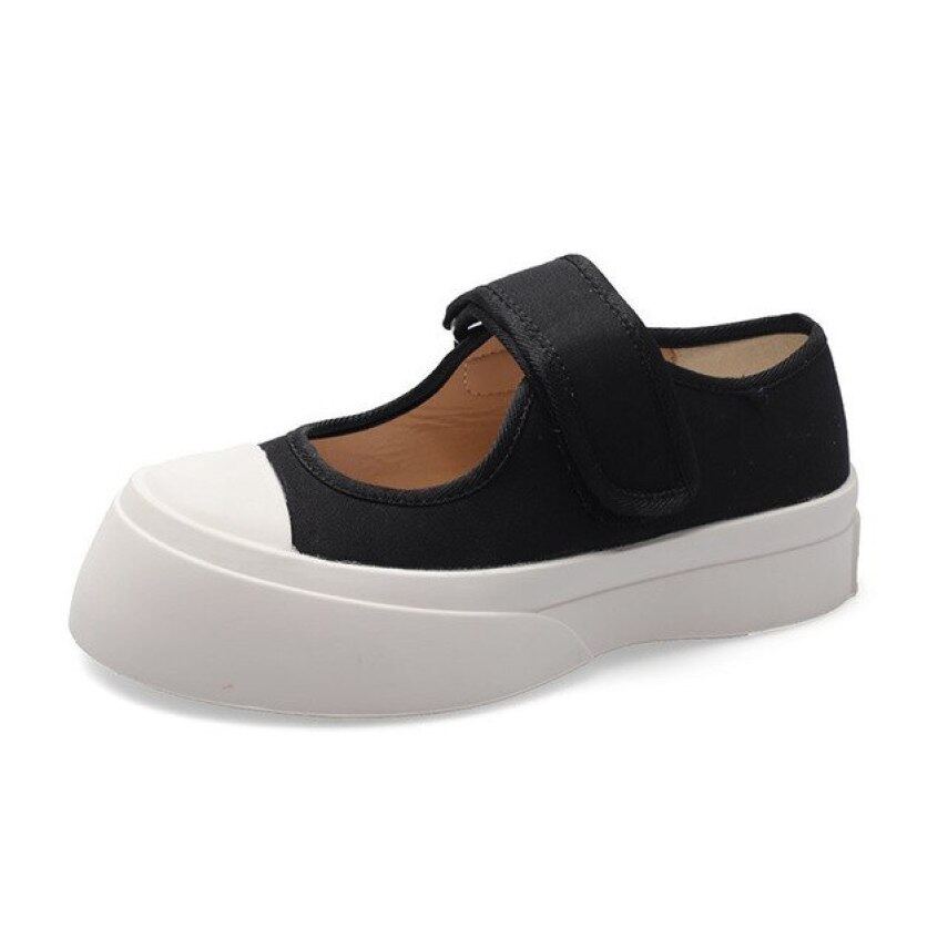 2020 Xuân Hè Giày Nữ Kiểu Dáng Chắc Chắn Thời Trang Canvas Mũi Tròn Giày Mary Janes Giày Nữ Vintage Casual Giày Nữ giá rẻ