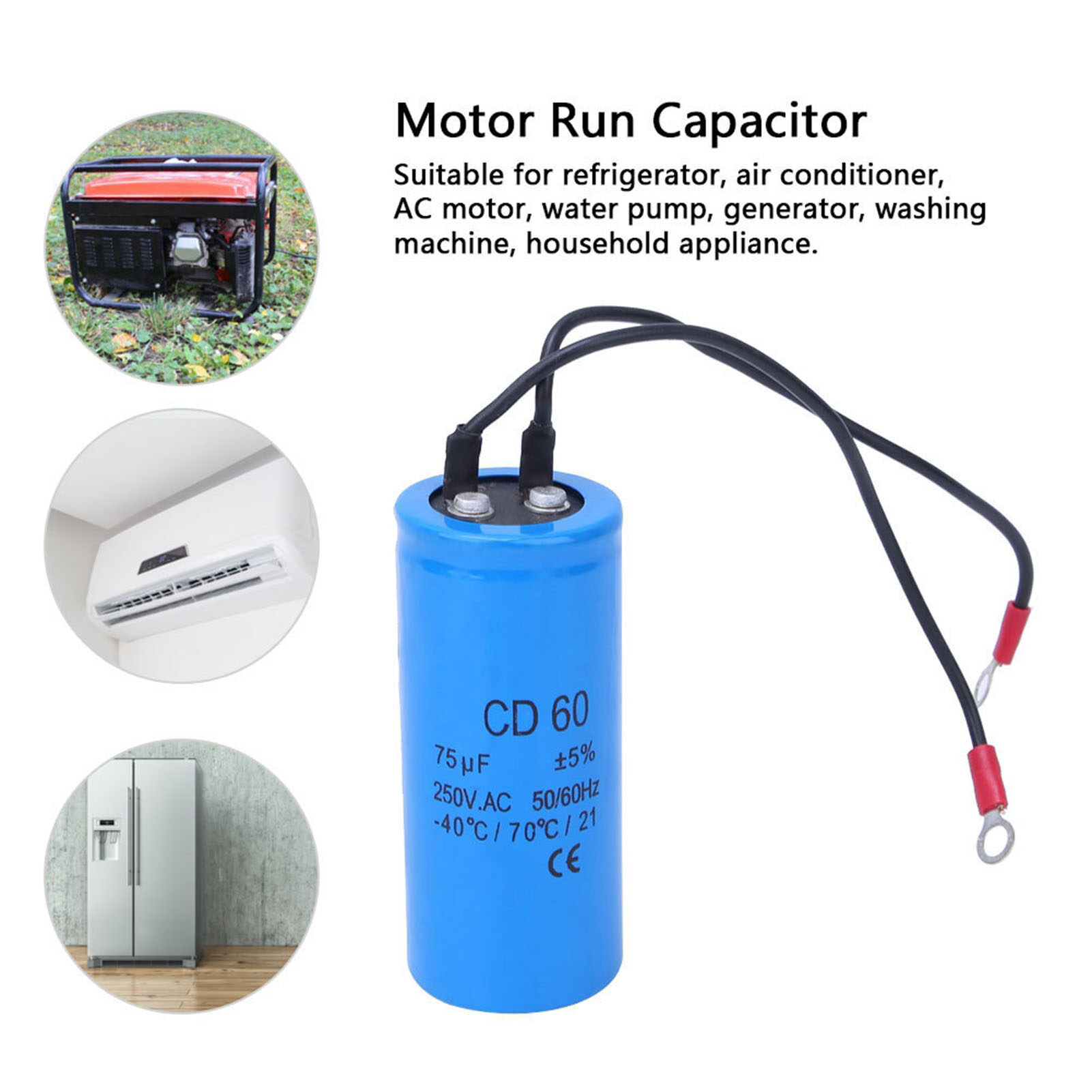 Running cd60 75uf 250v ac motor running starting 75mfd hvac