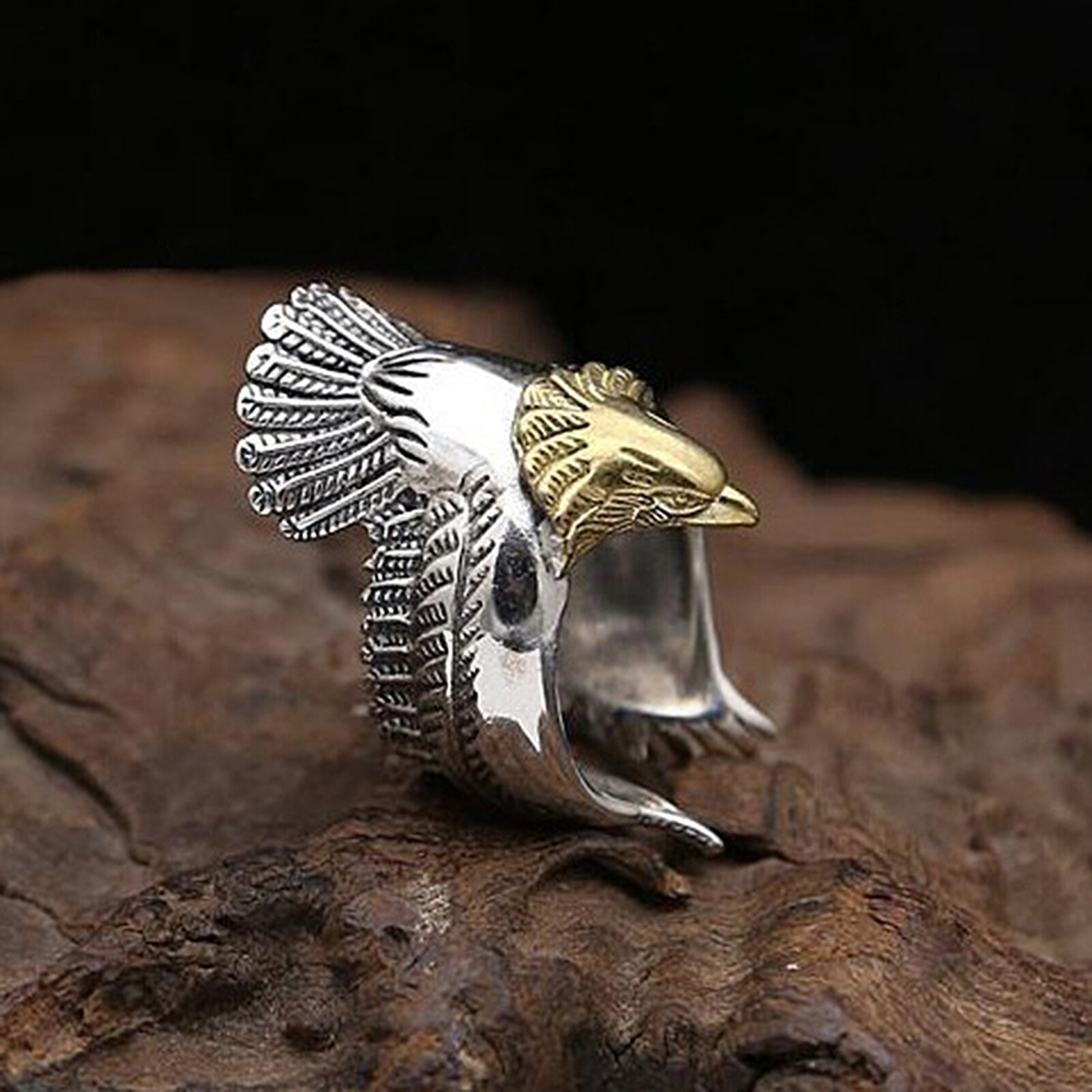 Dressy Code Ring Vintage Eagle Shape Silver Plated Men Fashion Ring