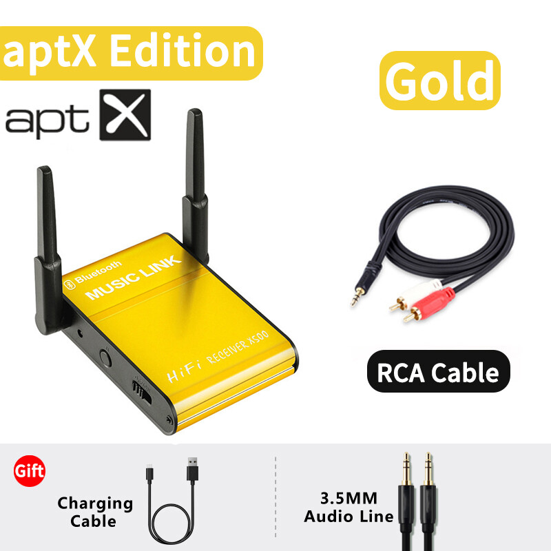 DISOUR Qualcomm aptX Bluetooth Audio Receiver 3.5MM AUX RCA Stereo CD-Quality Sound Hifi Lossless HD Music Wireless Adapter Dual Antennas With Mic For Car Kit/Speaker/Home Speaker Power Amplifier