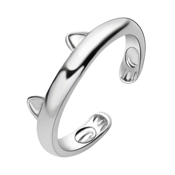 Silver Color Cute Cat Ear Ring New Design Adjustable Alloy Cat Ring For Women Girl Fashion Jewelry Party Gifts