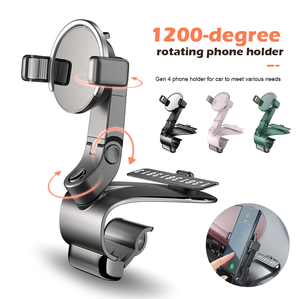 JPK【Ready Stock】Car Phone Stand Dashboard Phone Holder 1200 Degree Adjustable Auto Lock HUD Phone Bracket AR Navigation Phone Clip Accessories