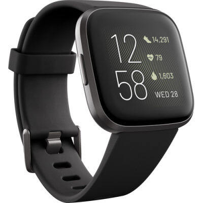 Fitbit Versa 2สุขภาพและนาฬิกาอัจฉริยะเพื่อสุขภาพ (สีดำ/คาร์บอน)