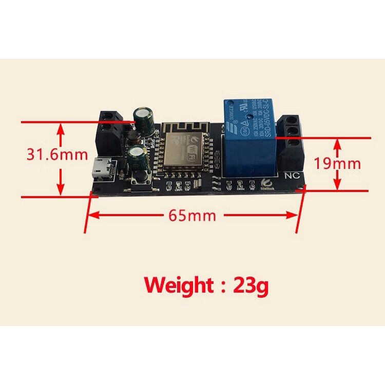 Sinilink Mô-đun Rơ Le Điều Khiển Từ Xa Cho Điện Thoại Di Động WIFI Ứng Dụng Điện Thoại Gia Đình Thông Minh DC5v Hoặc DC6V ~ 36V ESP-12F
